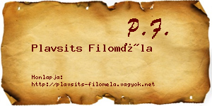 Plavsits Filoméla névjegykártya